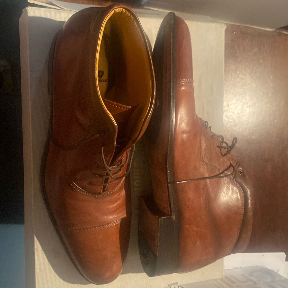 Johnston and Murphy wingtip zip boot Navy Italian Seude 11